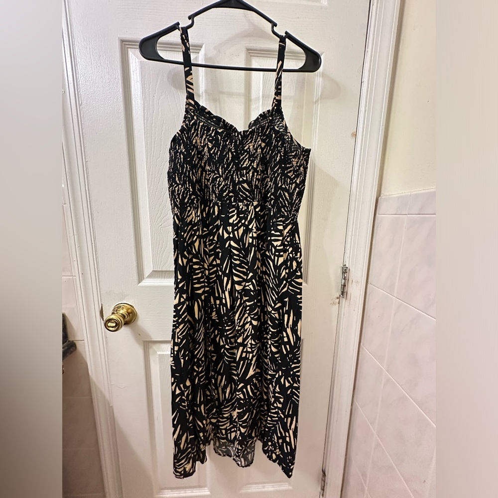 Old Navy strapless cami dress with floral pattern.